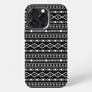 アステカ図形パターン白グレー黒 iPhone 13 PROケース