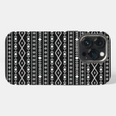 アステカ図形パターン白グレー黒 iPhoneケース (裏面横)