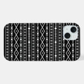 アステカ図形パターン白グレー黒 iPhoneケース (裏面横)