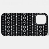 アステカ図形パターン白グレー黒 iPhoneケース (裏面横)
