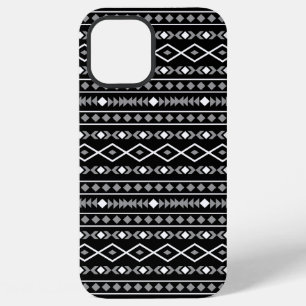 アステカ図形パターン白グレー黒 iPhone 12 PRO MAXケース