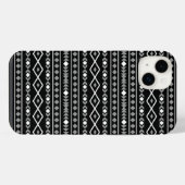 アステカ図形パターン白グレー黒 iPhoneケース (裏面横)