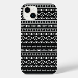 アステカ図形パターン白グレー黒 iPhone 14 PLUSケース
