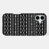 アステカ図形パターン白グレー黒 iPhoneケース (裏面横)