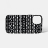 アステカ図形パターン白グレー黒 iPhoneケース (裏面横)