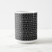 アステカ図形パターン白黒灰色 コーヒーマグカップ (中央)