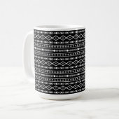 アステカ図形パターン白黒灰色 コーヒーマグカップ (正面左)