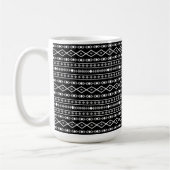 アステカ図形パターン白黒灰色 コーヒーマグカップ (左)