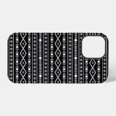 アステカ図形パターン白黒灰色 iPhoneケース (裏面横)
