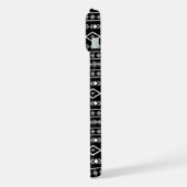 アステカ図形パターン白黒灰色 iPhoneケース (左側面)