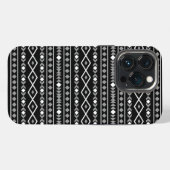 アステカ図形パターン白黒灰色 iPhoneケース (裏面横)