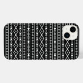 アステカ図形パターン白黒灰色 iPhoneケース (裏面横)
