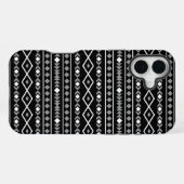 アステカ図形パターン白黒灰色 iPhoneケース (裏面横)