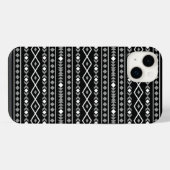 アステカ図形パターン白黒灰色 iPhoneケース (裏面横)