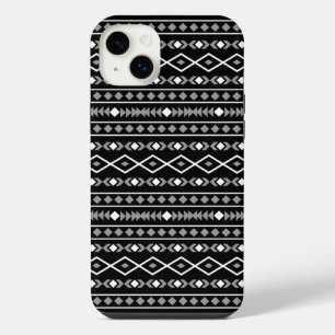 アステカ図形パターン白黒灰色 iPhone 14 PLUSケース