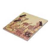 アステカ宴会の女性 タイル (側面)