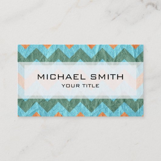 アステカ山形ジグザグ模様レザー#5 名刺 (正面)