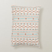 アステカ形状Vパターンラストティール(緑がかった色)クリーム アクセントクッション (裏面(縦))