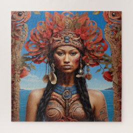 アステカ抽象芸術鮮やかトライバルフュージョンアート ジグソーパズル