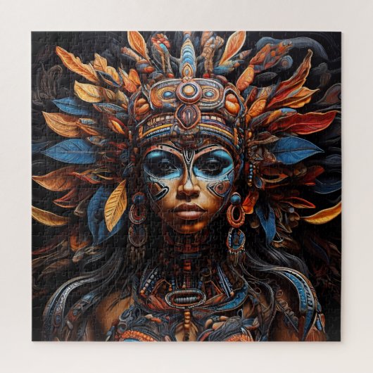 アステカ抽象芸術鮮やかトライバルフュージョンアート ジグソーパズル (縦)