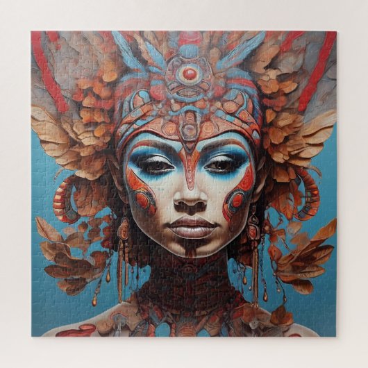 アステカ抽象芸術鮮やかトライバルフュージョンアート ジグソーパズル (縦)