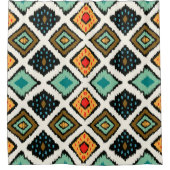 アステカ族のシームレスストライプのな部族のパターン シャワーカーテン (正面)