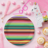 アステカ族伝統的織カラフル条線形M ペーパープレート (パーティー)