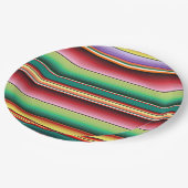 アステカ族伝統的織カラフル条線形M ペーパープレート (アングル)