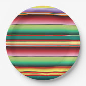 アステカ族伝統的織カラフル条線形M ペーパープレート (正面)