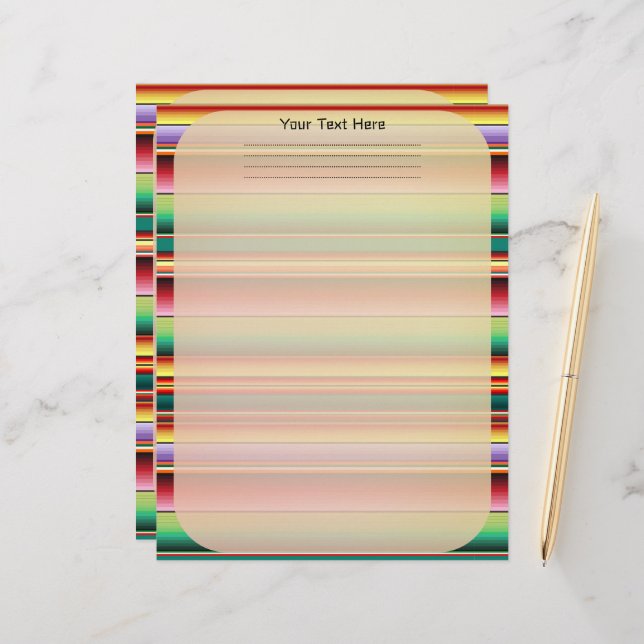 アステカ族伝統的織カラフル条線形M レターヘッド (正面/裏面インサイチュ)