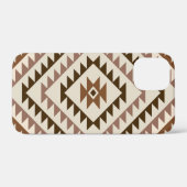 アステカ柄ダイヤモチーフデザイン ブラウン+クリーム Case-Mate iPhoneケース (裏面 (横))