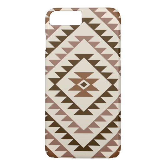アステカ柄ダイヤモチーフデザイン ブラウン+クリーム Case-Mate iPhoneケース (裏面)
