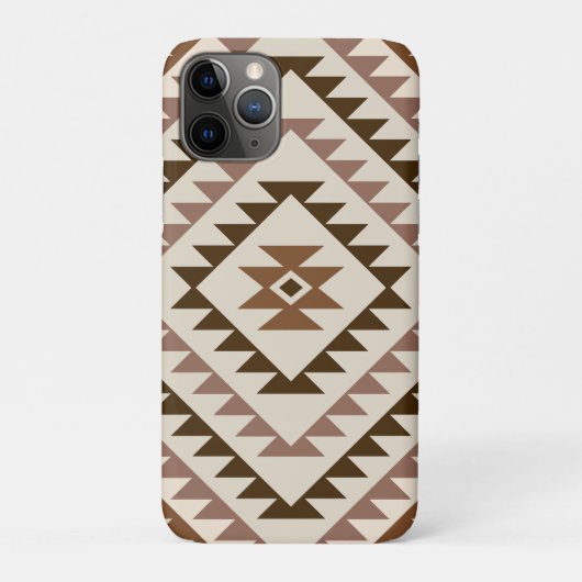 アステカ柄ダイヤモチーフデザイン ブラウン+クリーム Case-Mate iPhoneケース (裏)
