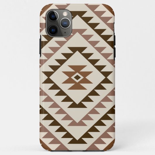 アステカ柄ダイヤモチーフデザイン ブラウン+クリーム Case-Mate iPhoneケース (裏面)