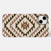 アステカ柄ダイヤモチーフデザイン ブラウン+クリーム Case-Mate iPhoneケース (裏面 (横))