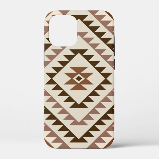 アステカ柄ダイヤモチーフデザイン ブラウン＋クリーム Case-Mate iPhoneケース (裏面)