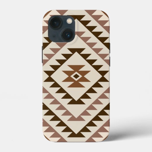 アステカ柄ダイヤモチーフデザイン ブラウン+クリーム Case-Mate iPhoneケース (裏面)