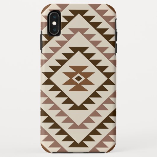 アステカ柄ダイヤモチーフデザイン ブラウン+クリーム Case-Mate iPhoneケース (裏面)