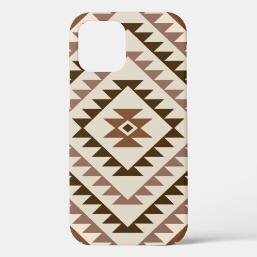 アステカ柄ダイヤモチーフデザイン ブラウン+クリーム Case-Mate iPhoneケース (裏面)