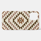 アステカ柄ダイヤモチーフデザイン ブラウン+クリーム Case-Mate iPhoneケース (裏面 (横))