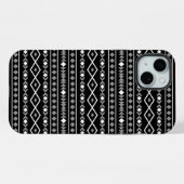 アステカ柄 グレー 白 黒 iPhoneケース (裏面横)