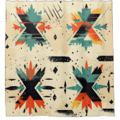 アステカ柄 モダン ユニーク おしゃれ シャワーカーテン (正面)