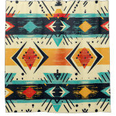 アステカ柄 モダン ユニーク おしゃれ シャワーカーテン (正面)