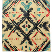 アステカ柄 モダン ユニーク おしゃれ シャワーカーテン (正面)