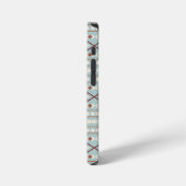アステカ柄 レッド・クリーム・テイルブルー iPhoneケース (左側面)
