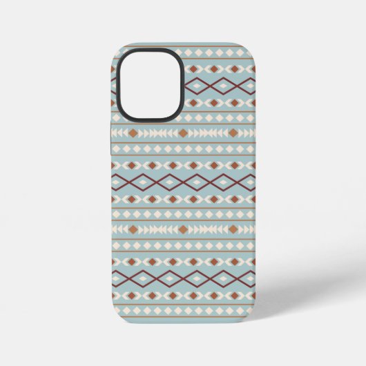 アステカ柄 レッド・クリーム・テイルブルー iPhoneケース (裏面)