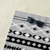 アステカ白黒グレー混合モチーフ模様 ビーチタオル (インサイチュ)