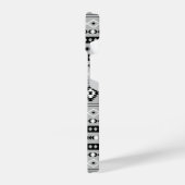 アステカ白黒グレー混合モチーフ模様 iPhoneケース (左側面)