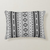 アステカ白黒グレー混合モチーフVパターン アクセントクッション (正面)