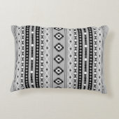 アステカ白黒グレー混合モチーフVパターン アクセントクッション (裏面)